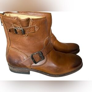 Frye Veronica women's short leather boots size 8 brown/cognac colour